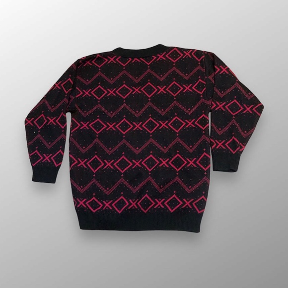 Pink Black Graphic V Neck Sweater - Picture 3 of 4
